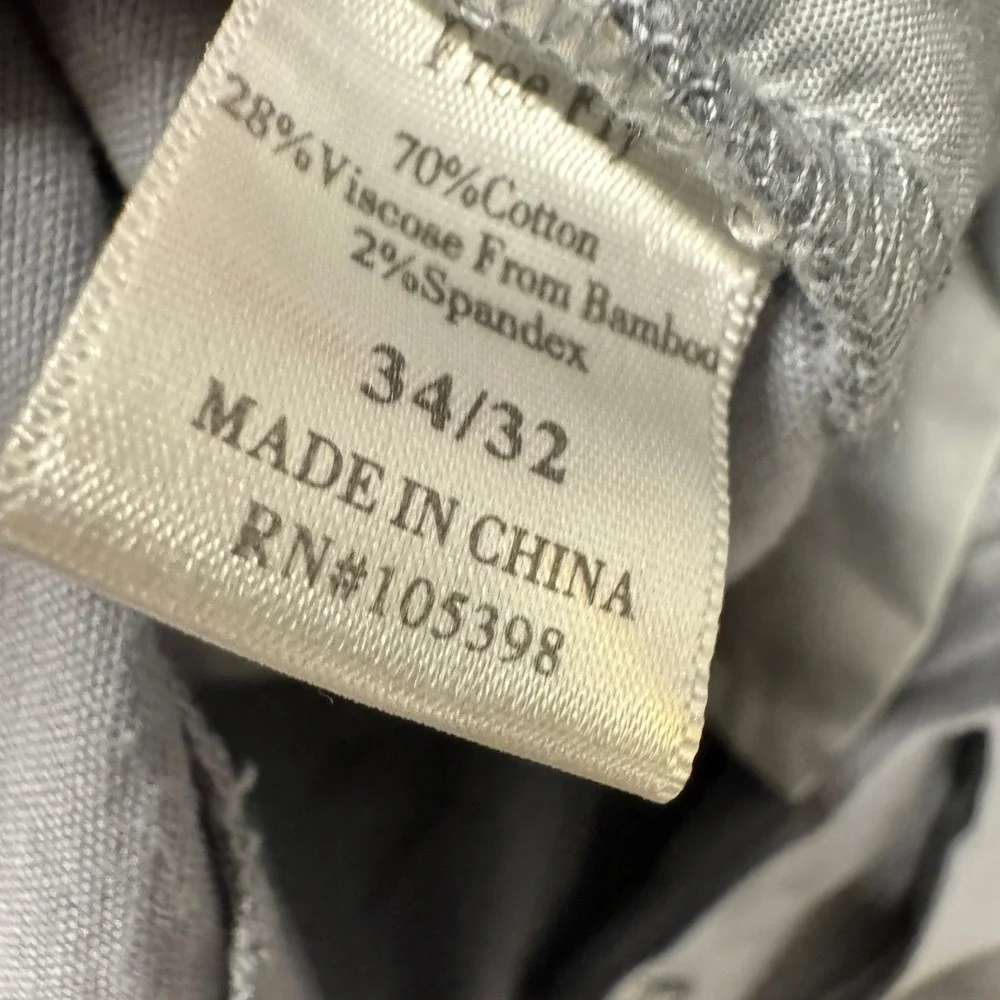 Free Fly Pants Mens 34x29 ACTUAL Gray Lightweight Coastal Cotton Bamboo HEMMED